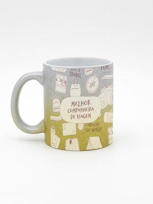 Caneca Gliter "Melhor Companheira de Viagem"