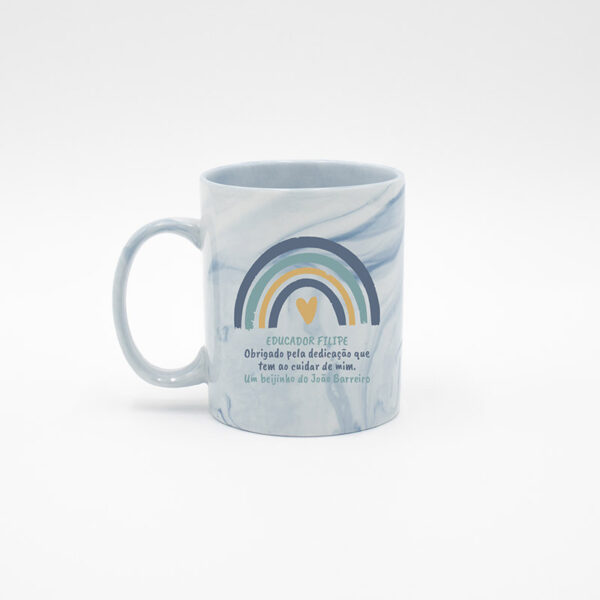 Caneca Mármore "Arco-Íris Agradecimento - Azul"