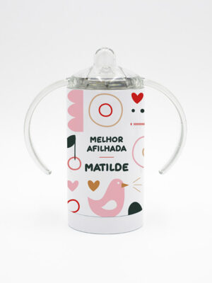 Copo com tampa "Melhor Afilhada"