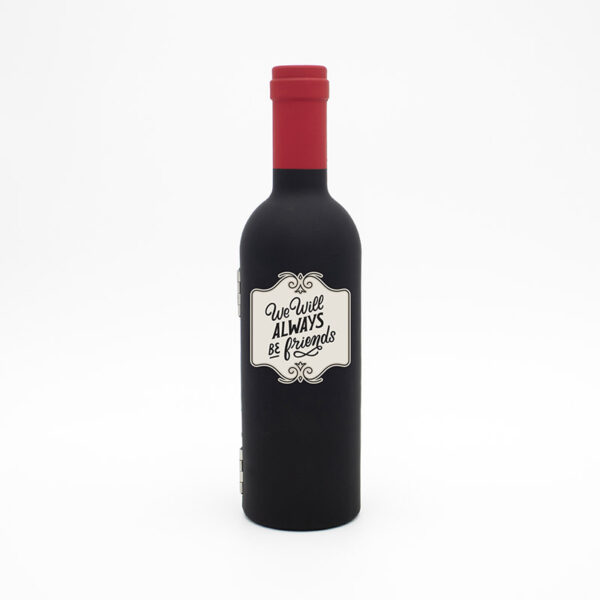 Garrafa com Kit Acessorios de Vinho  "We Will Always Be Friend"