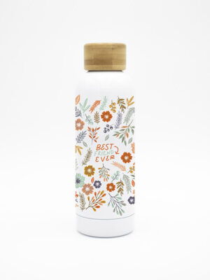 Garrafa com tampa em bambu "Best Friends Ever Floral"
