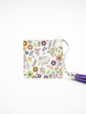 Porta Chaves com Pendente "Best Friends Ever Floral"
