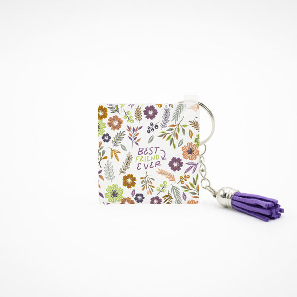 Porta Chaves com Pendente "Best Friends Ever Floral"
