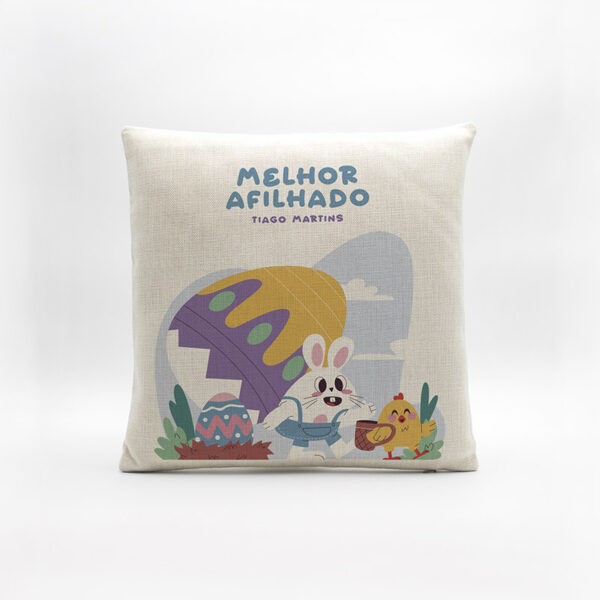 Almofada em Linho "Melhor Afilhado Páscoa"