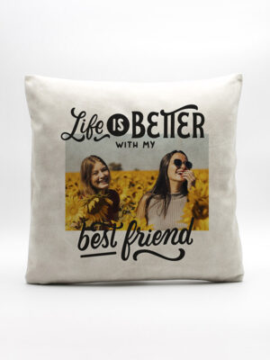 Almofada em Pele Sintética "Life is Better …"