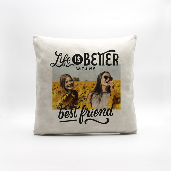 Almofada em Pele Sintética "Life is Better …"