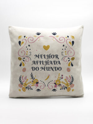 Almofada em Pele Sintética "Melhor Afilhada do Mundo"